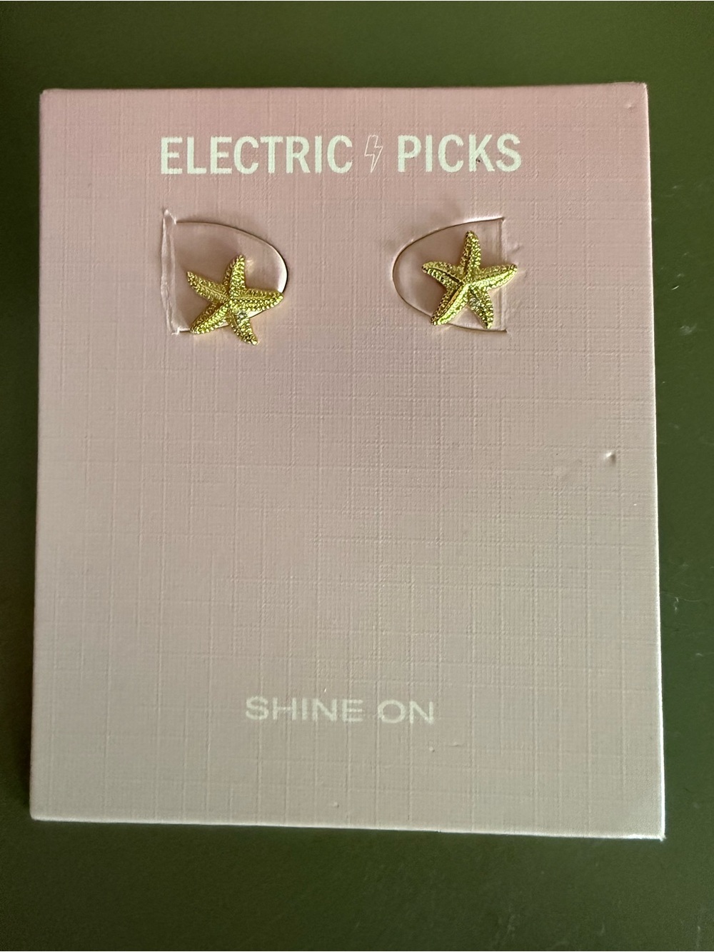 New Electric Picks gold tone starfish earrings textured
